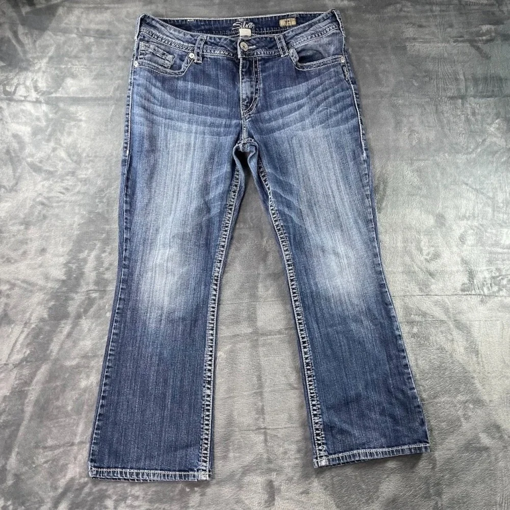 Silver Jeans Womens 36x29 Suki Boot Cut Blue Denim Thick Stitch Medium Wash - Picture 1 of 10